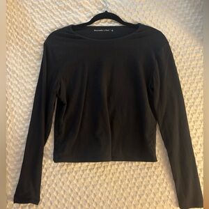 Abercrombie Long-Sleeve Cotton Blend Seamless Fabric Cropped Tee